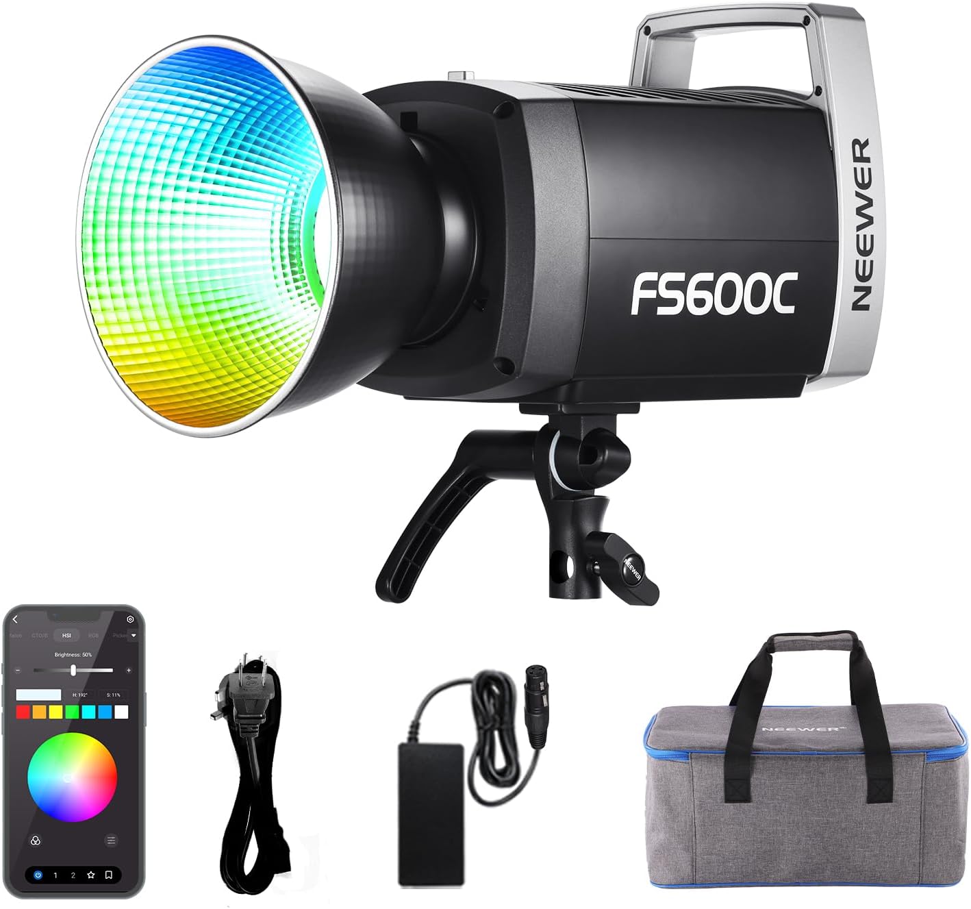 Photography Lighting Bag - NEEWER FS600C 600W RGB COB LEDビデオライト、APP