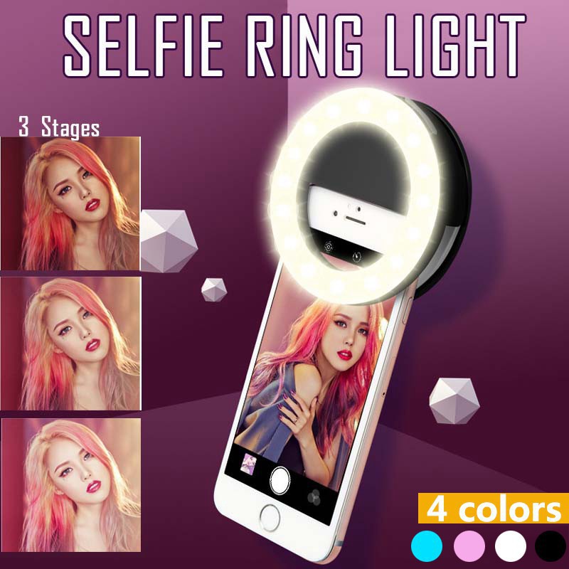 Photography Lighting Effects - LEDセルフィーリングライト,3レベル調整モード,USB充電付き照明,セルフィーランプ,携帯電話の写真撮影用