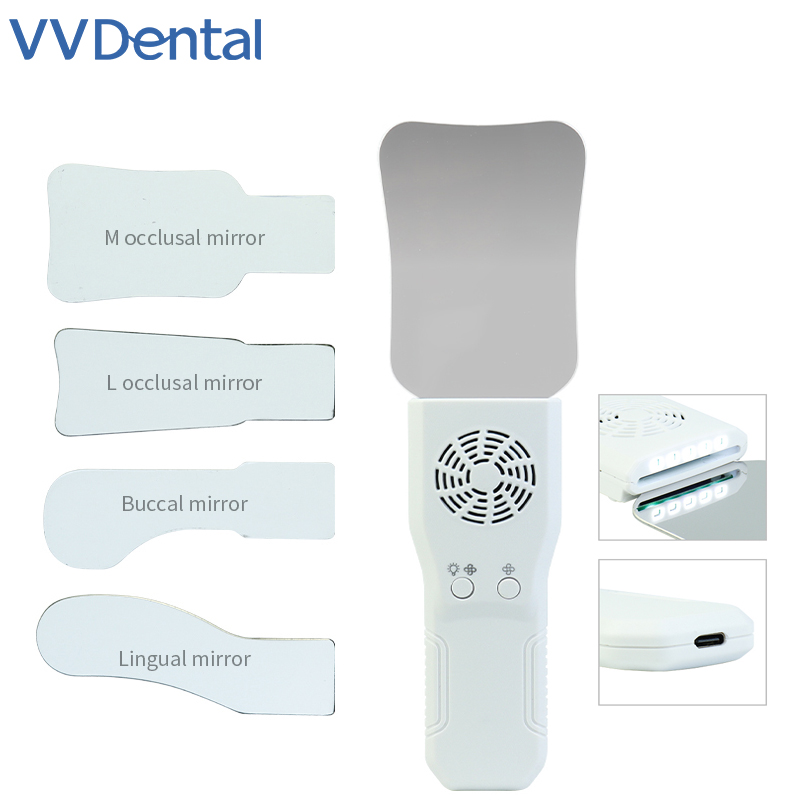 Photography Video Lighting Kit - VVDental デンタルアンチフォグミラーセット 防曇性口腔内写真撮影用ステンレススチールミラー LEDライト付き矯正用反射鏡