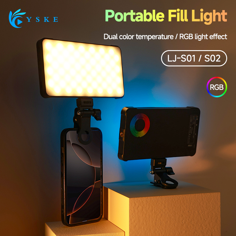 Photography Lighting Effects - RGB LEDビデオライト、ストレートポケット撮影用照明クリップ（スマホ、iPhone、iPad、ノートパソコン、カメラ対応） - Vlog、ライブ配信用