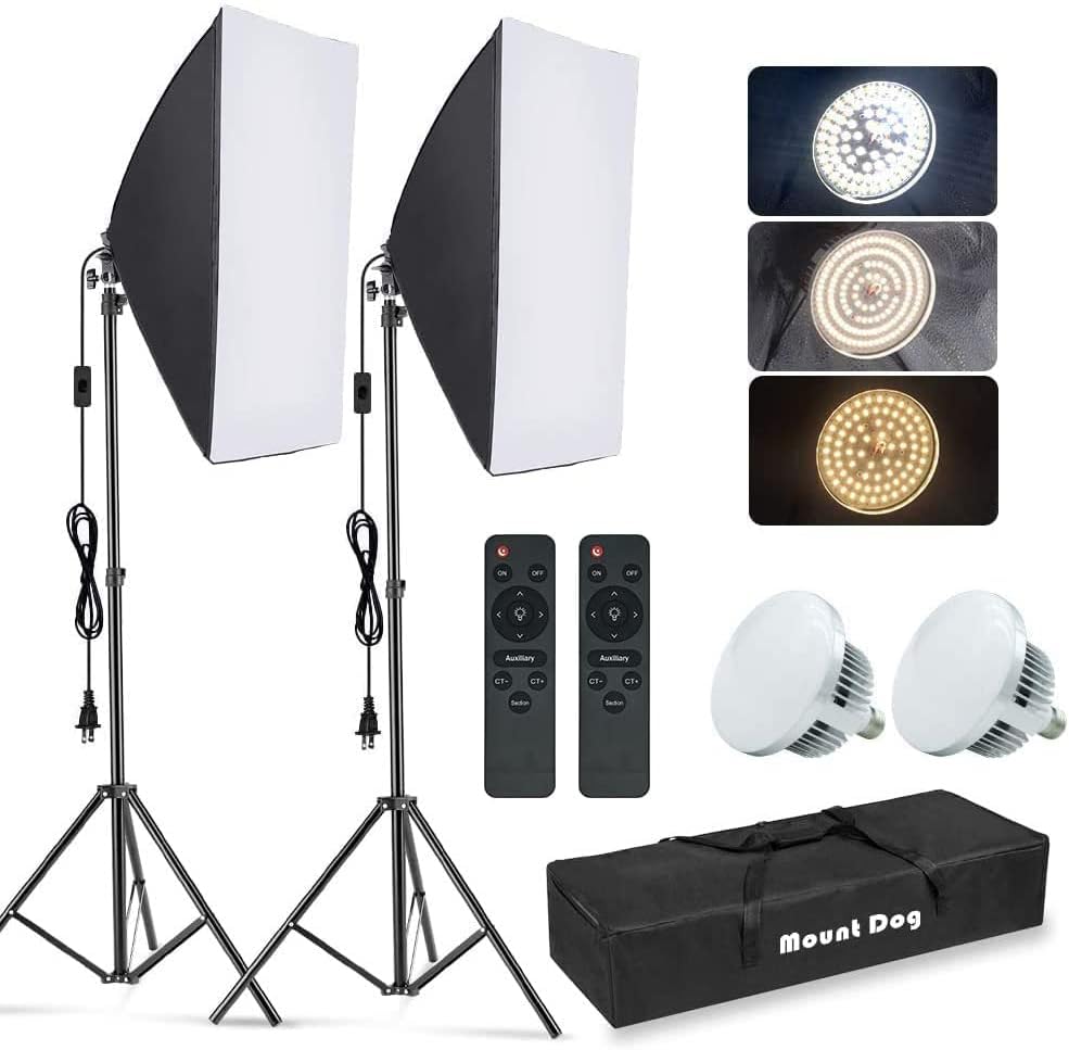 Photography Lighting For Products - 写真用ソフトボックス照明キット、2個セット 19.7インチ x 27.5インチ 連続照明セットアップ、85W 5700K