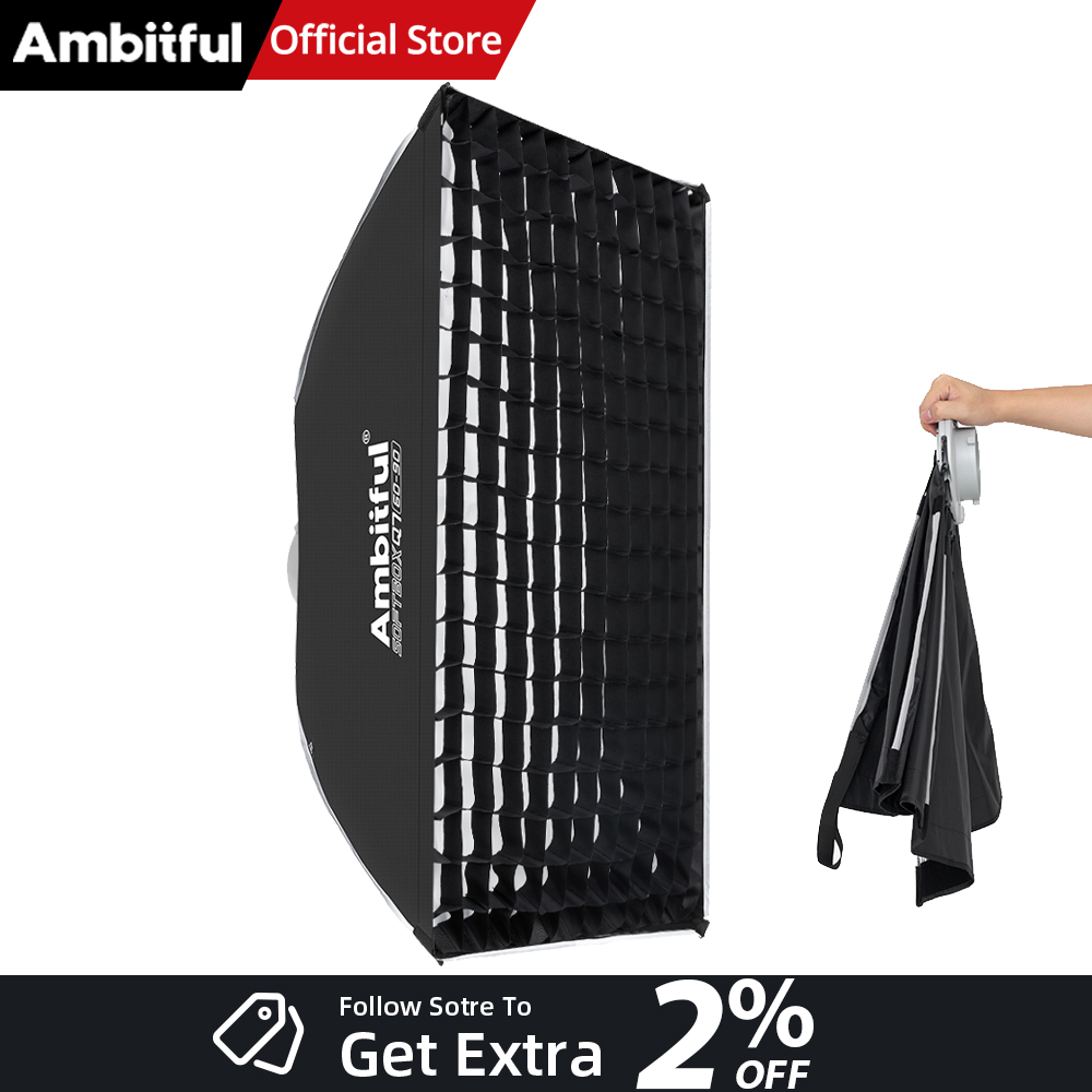 Photography Studio Lighting Set Up - AMBITFUL Q7-II 60*90cm ボーエンズマウント 長方形ソフトボックス グリッドサイドウィング