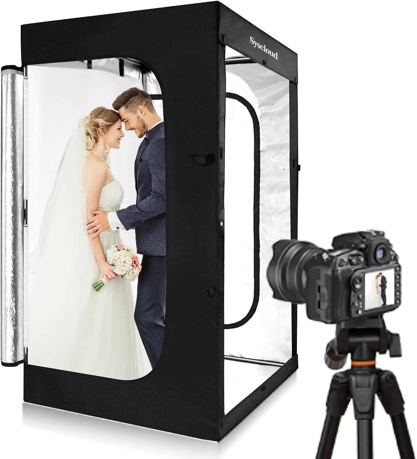 Photography Lighting For Products - 調光可能なLEDフォトスタジオライトテント、47x39x78インチ、640個の電球と3つの両面カラーバックドロップを備えたプロフェッショナル撮影キット、大型製品写真撮影用