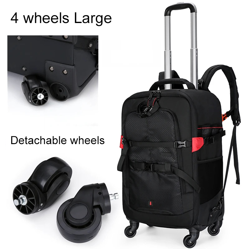 Photography Lighting Bag - トロリー写真撮影用バックパック プロ用カメラバッグ トロリー旅行用スーツケース ビデオ写真デジタルカメラ用荷物トロリーバックパック