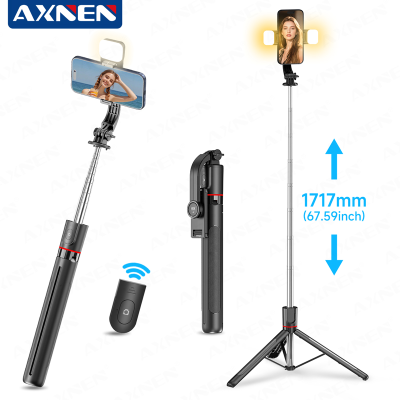 Photography Lighting Ring - AXNEN F15 拡張可能な自撮り棒三脚 1717mm スタンド 携帯電話用